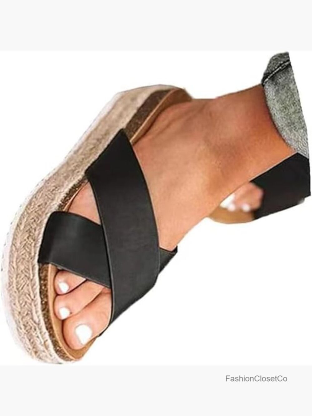 Wide Width Platform Sandals Espadrilles Wedges Slides Open Toe Slippers Casual